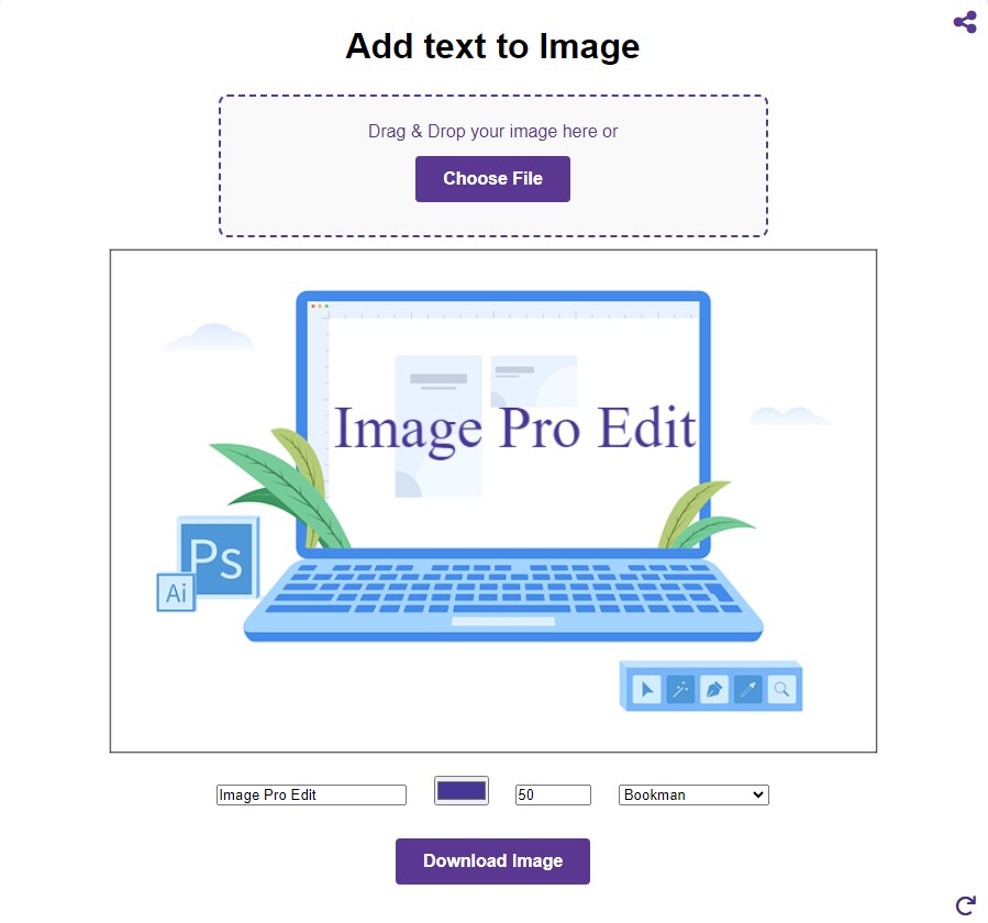 User adding custom text to an uploaded image with adjustable font size and color options.
